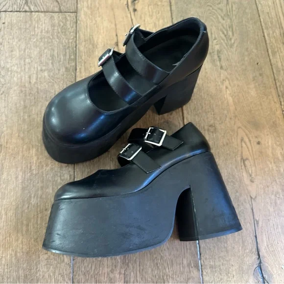 dELiA*s by Dolls Kill talk Of The Town black extreme platform Mary Janes women 8 - Picture 2 of 11